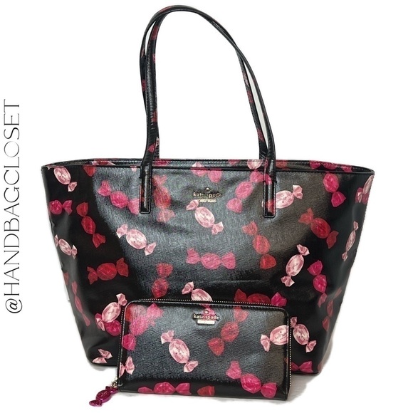 Kate Spade Candy Wrapper Bon Bon Tote Wallet Keychain Boxed Set Cedar Street NWT - Picture 10 of 16